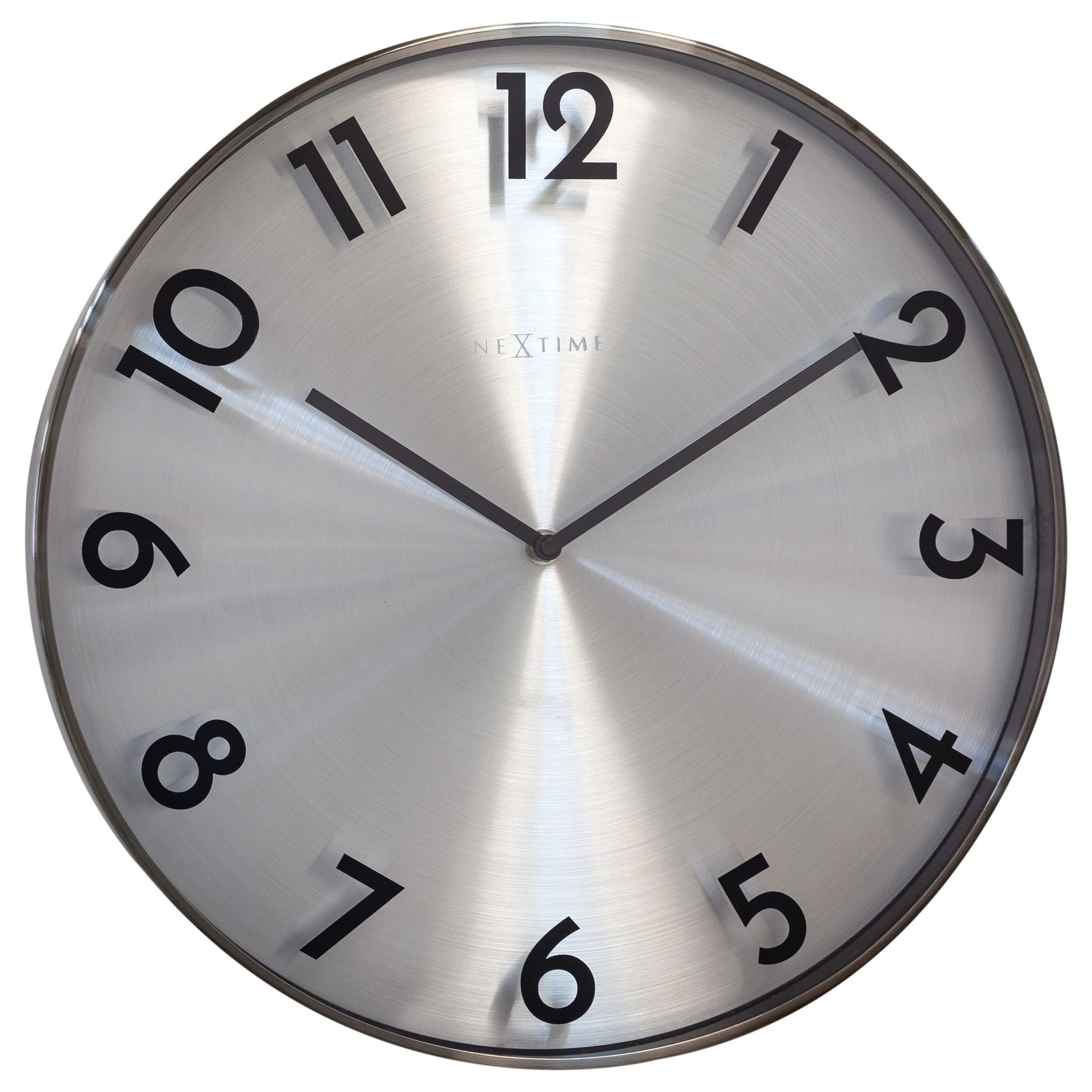 NeXtime Clocks Reflection wall clock, 40cm, silent metal design with modern style, front view image.